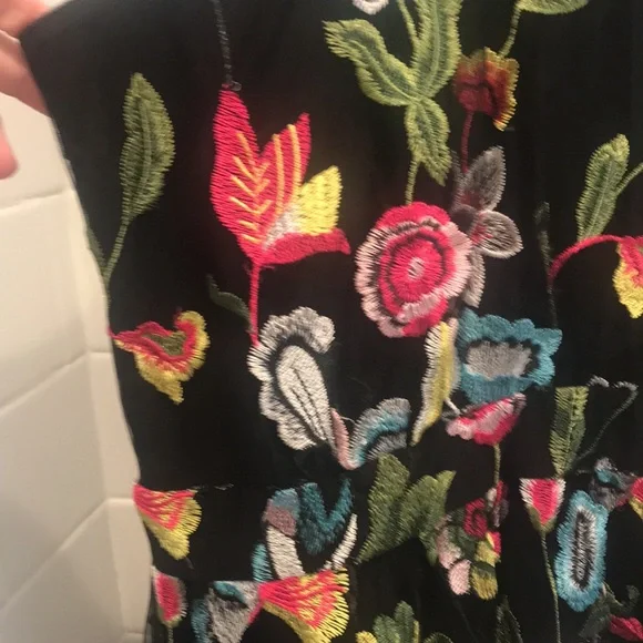 Perfect black floral dress 👗Cynthia Roxley💃sz L - Picture 2 of 5